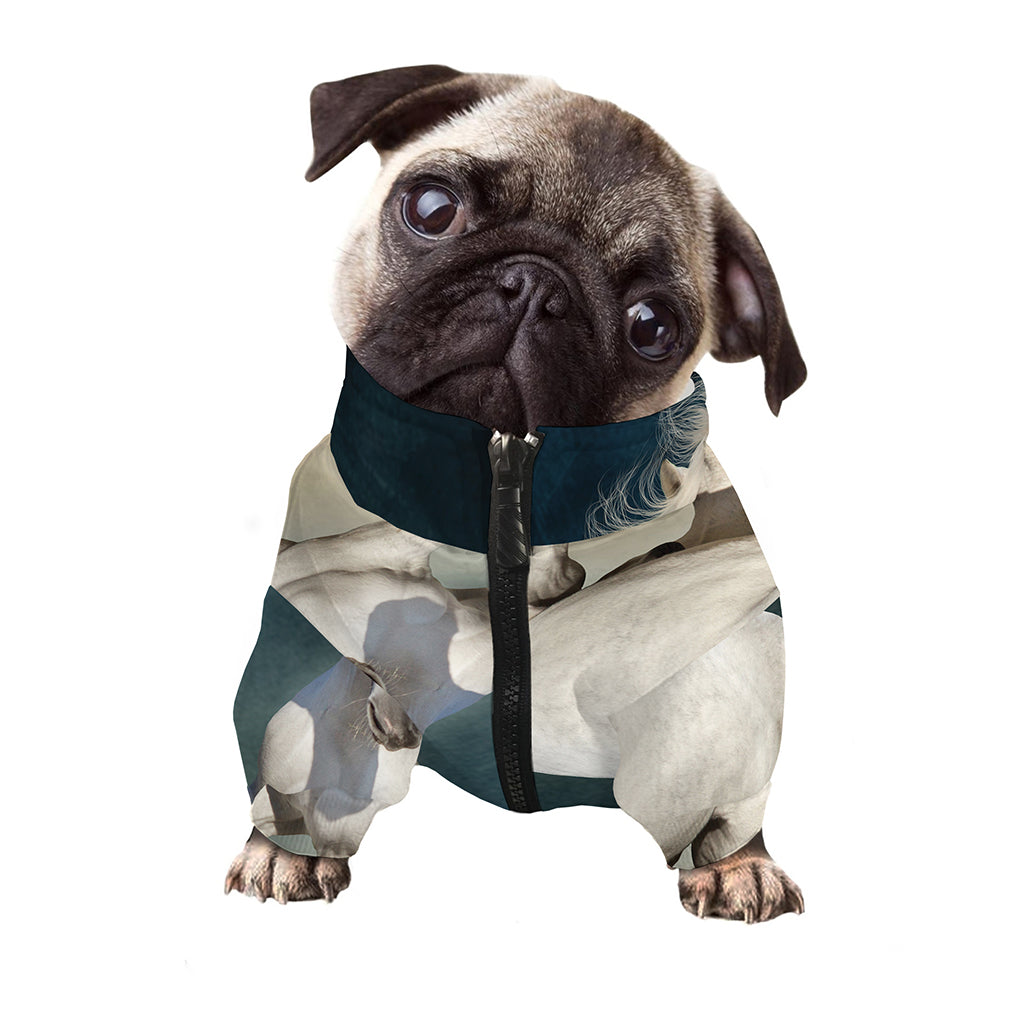 White Stallion Horse Print Dog Zip Up Jacket