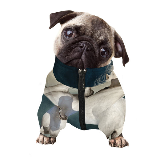 White Stallion Horse Print Dog Zip Up Jacket