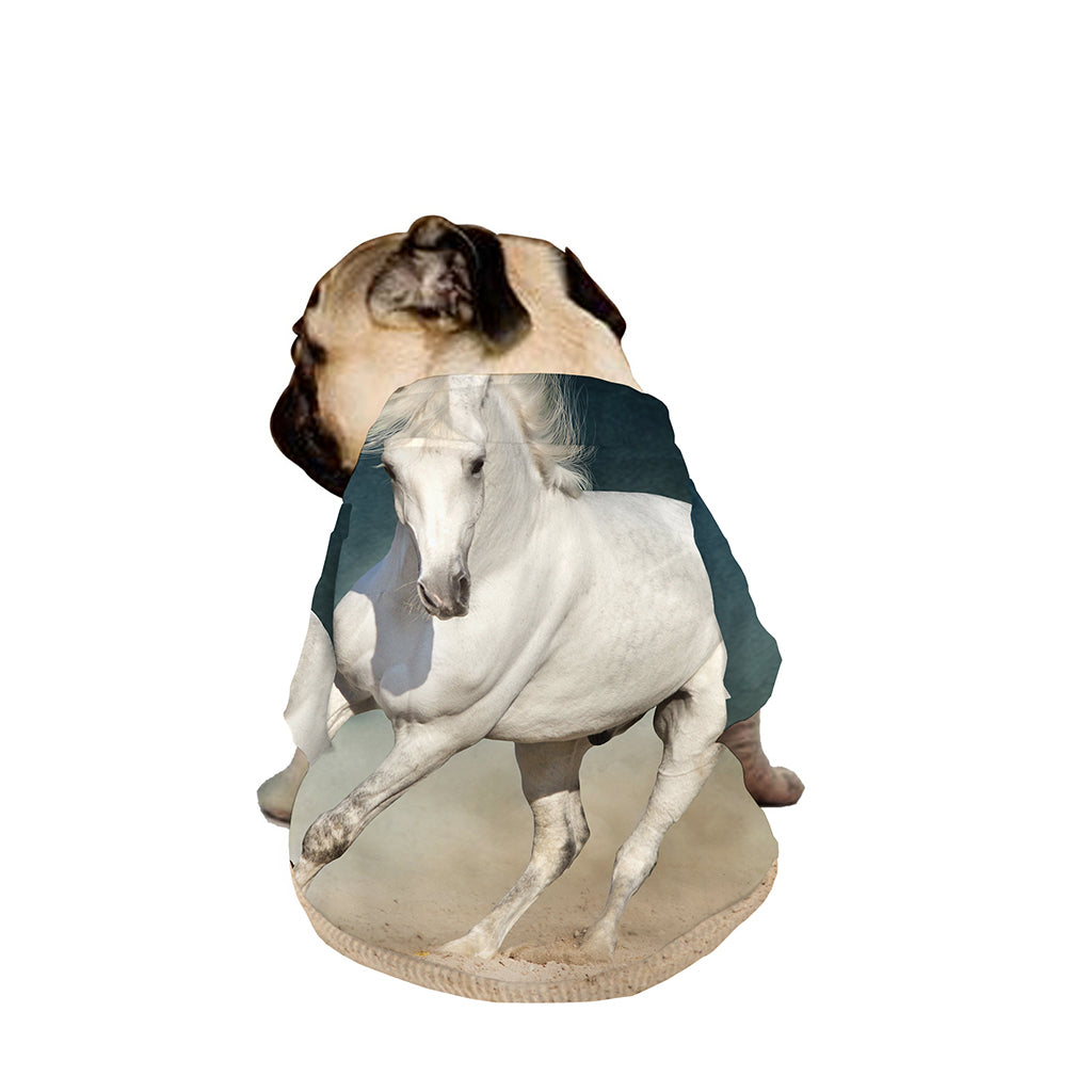 White Stallion Horse Print Dog Zip Up Jacket
