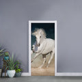 White Stallion Horse Print Door Sticker