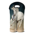 White Stallion Horse Print Double Neoprene Wine Tote
