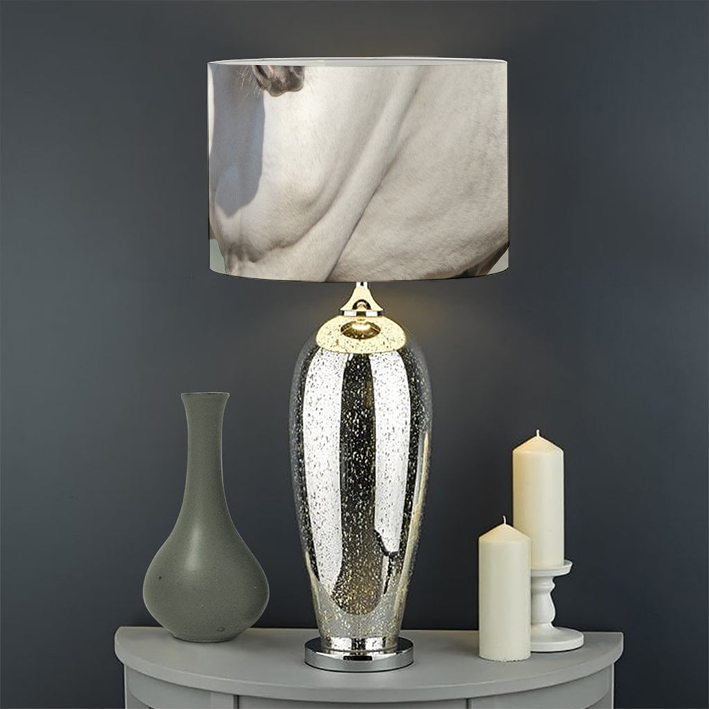 White Stallion Horse Print Drum Lamp Shade