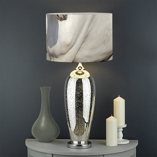 White Stallion Horse Print Drum Lamp Shade