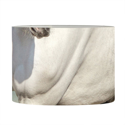 White Stallion Horse Print Drum Lamp Shade