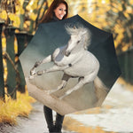 White Stallion Horse Print Foldable Umbrella