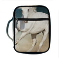 White Stallion Horse Print Front Pocket Bible Bag