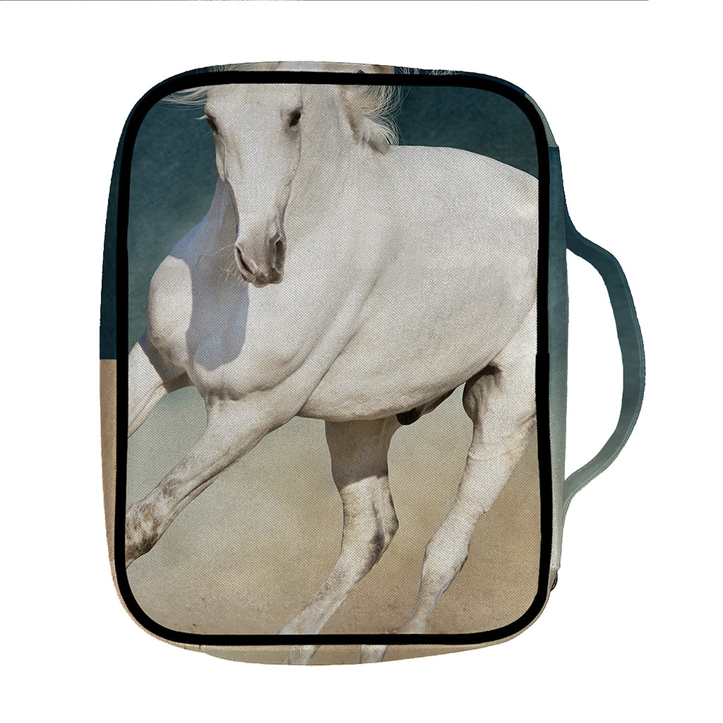 White Stallion Horse Print Front Pocket Bible Bag