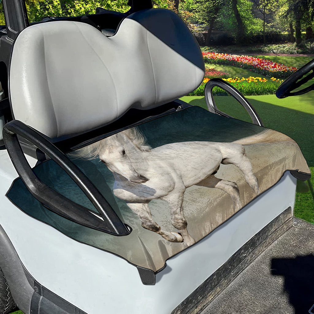 White Stallion Horse Print Golf Cart Seat Cover