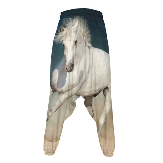White Stallion Horse Print Hammer Pants