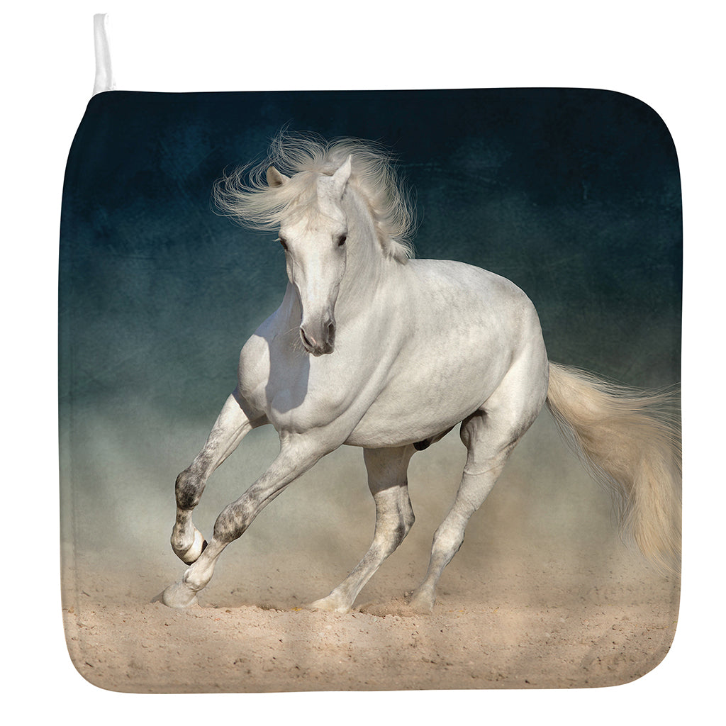 White Stallion Horse Print Hand Towel