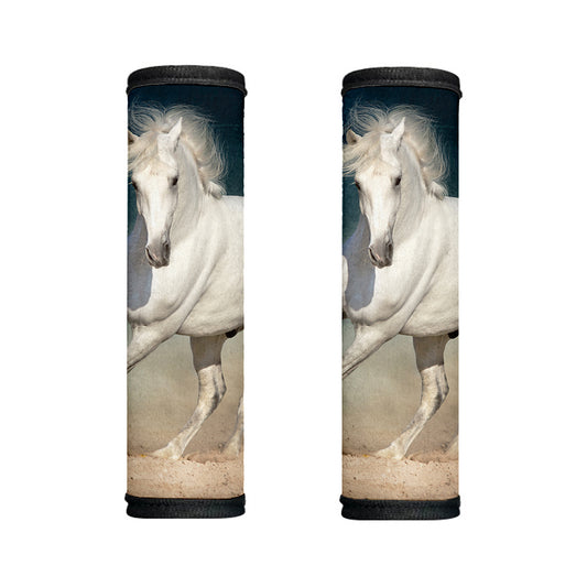White Stallion Horse Print Handle Covers