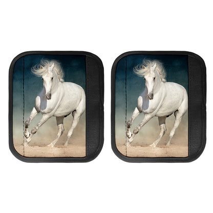 White Stallion Horse Print Handle Covers