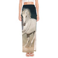 White Stallion Horse Print High Slit Maxi Skirt