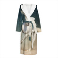 White Stallion Horse Print Hooded Bathrobe