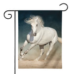 White Stallion Horse Print House Flag