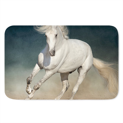 White Stallion Horse Print Indoor Door Mat