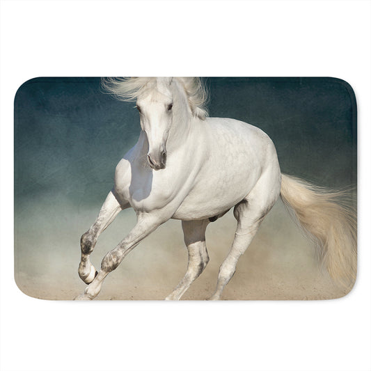 White Stallion Horse Print Indoor Door Mat