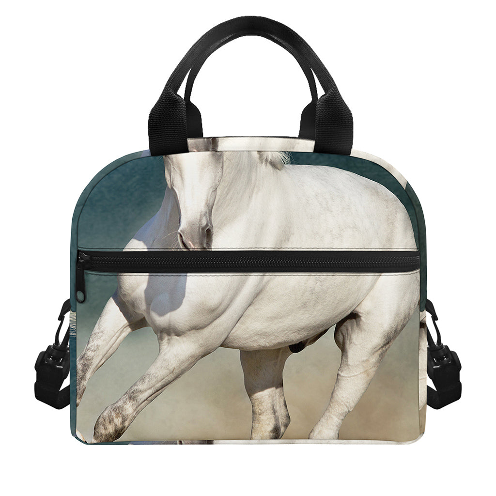 White Stallion Horse Print Insulated Lunch Bag