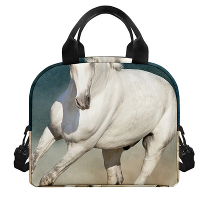 White Stallion Horse Print Insulated Lunch Bag