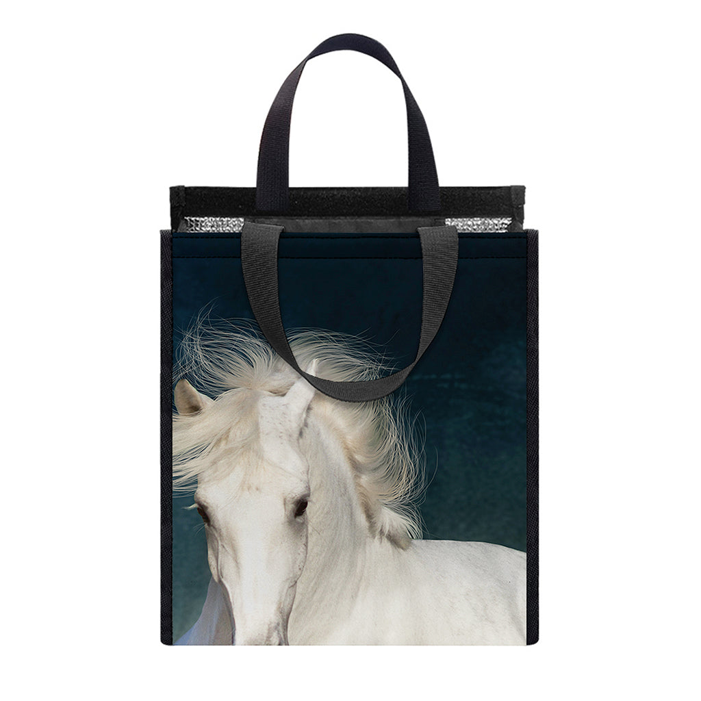 White Stallion Horse Print Insulated Lunch Tote