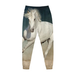 White Stallion Horse Print Jogger Pants