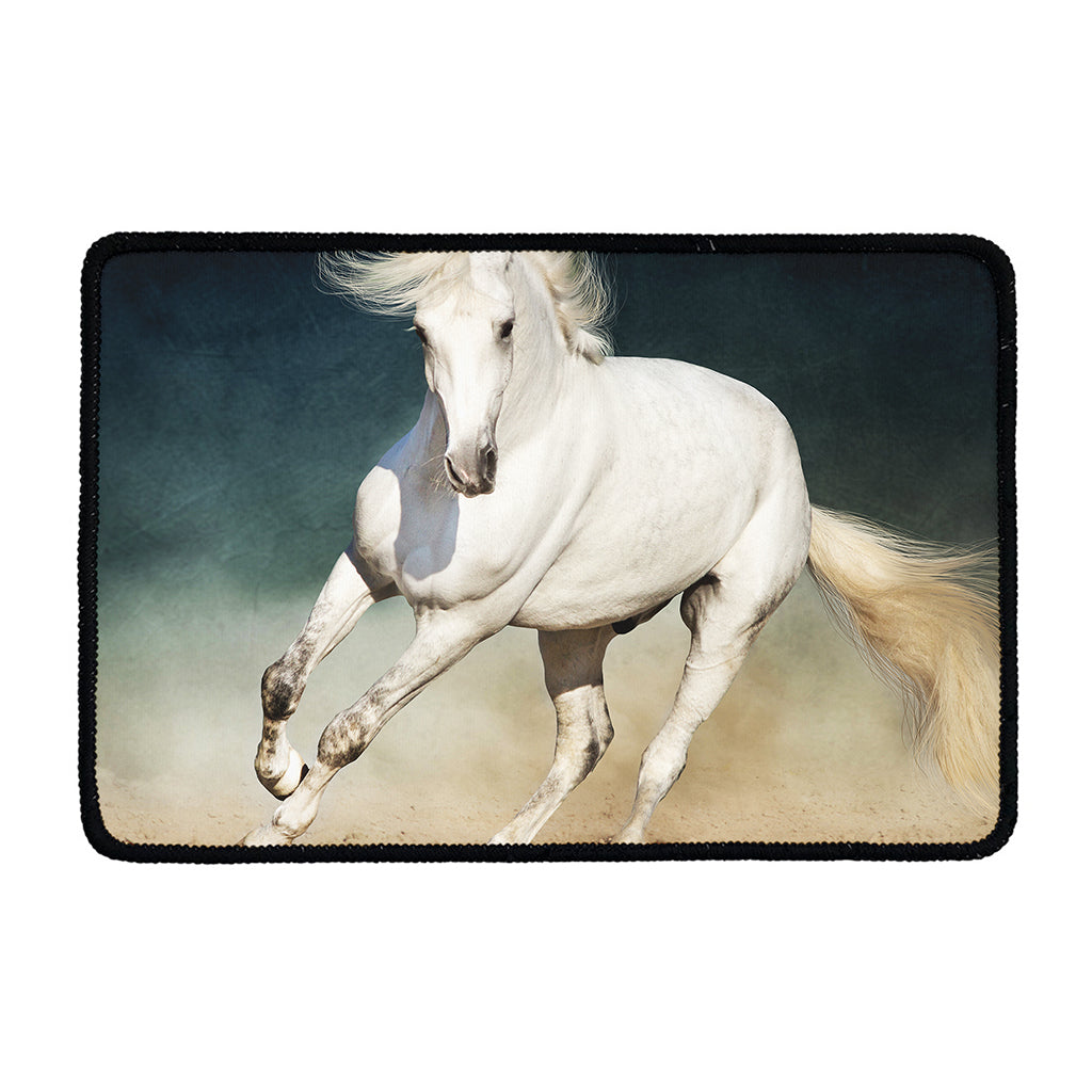 White Stallion Horse Print Kitchen Mat