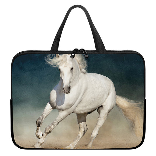 White Stallion Horse Print Laptop Sleeve With Handle