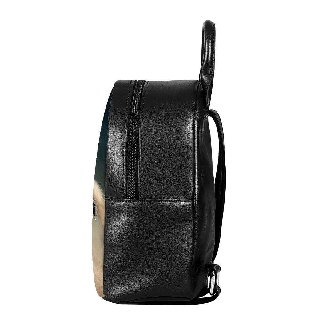 White Stallion Horse Print Leather Backpack