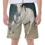 White Stallion Horse Print Men's Beach Shorts