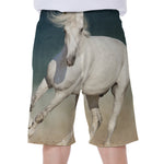 White Stallion Horse Print Men's Beach Shorts