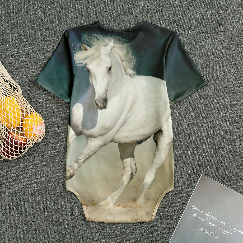 White Stallion Horse Print Men's Bodysuit