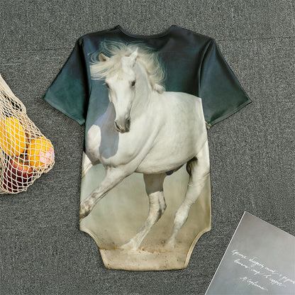 White Stallion Horse Print Men's Bodysuit