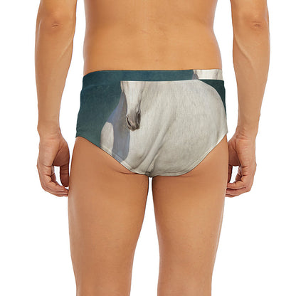 White Stallion Horse Print Men's Briefs