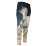 White Stallion Horse Print Men's Compression Pants