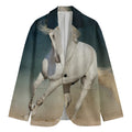 White Stallion Horse Print Men's Cotton Blazer