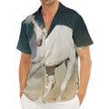 White Stallion Horse Print Men's Deep V-Neck Shirt