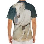 White Stallion Horse Print Men's Deep V-Neck Shirt