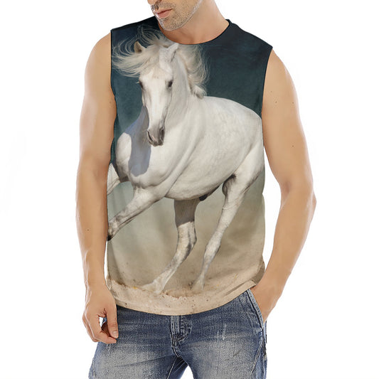 White Stallion Horse Print Men's Fitness Tank Top