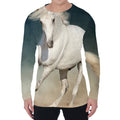 White Stallion Horse Print Men's Long Sleeve T-Shirt