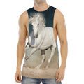 White Stallion Horse Print Men's Muscle Tank Top