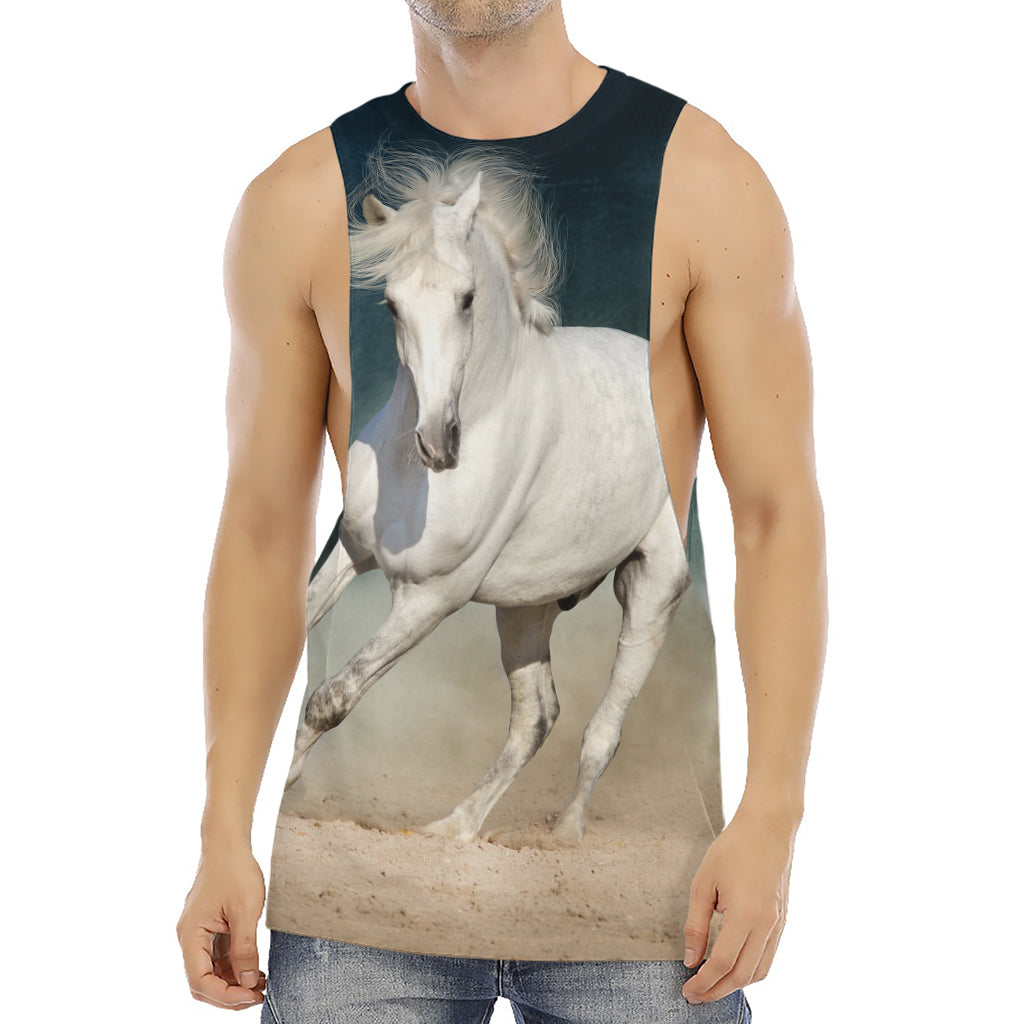 White Stallion Horse Print Men's Muscle Tank Top