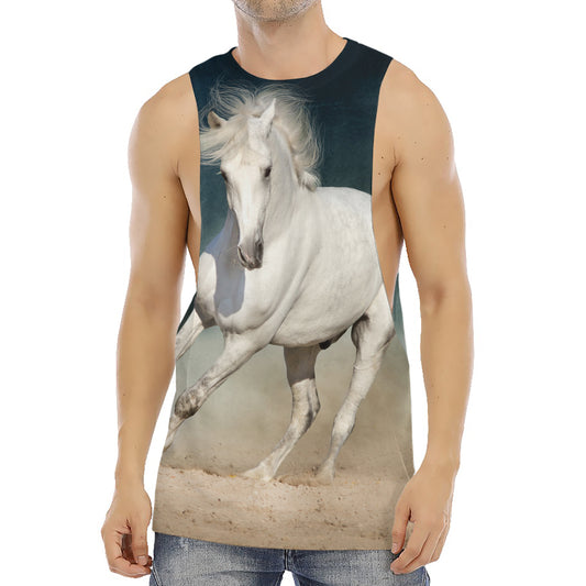 White Stallion Horse Print Men's Muscle Tank Top