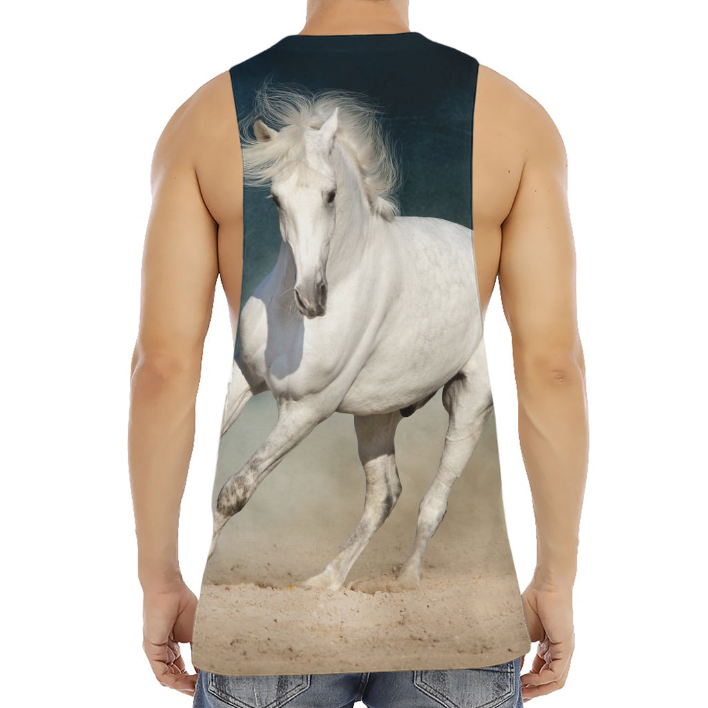 White Stallion Horse Print Men's Muscle Tank Top