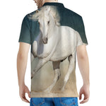 White Stallion Horse Print Men's Polo Shirt