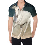 White Stallion Horse Print Men's Shirt