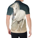White Stallion Horse Print Men's Shirt