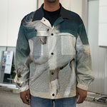 White Stallion Horse Print Men's Shirt Jacket