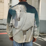 White Stallion Horse Print Men's Shirt Jacket