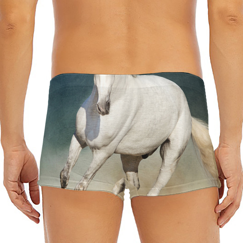White Stallion Horse Print Men's Short Boxer Briefs