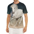 White Stallion Horse Print Men's Short Sleeve Rash Guard